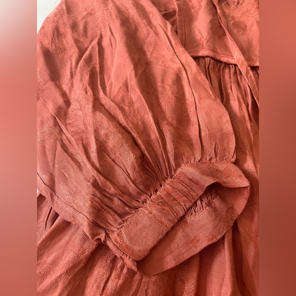 Natural Life NWT Rose Mini Dress Rust Babydoll Bubble Sleeves Oversized S - Picture 9 of 14